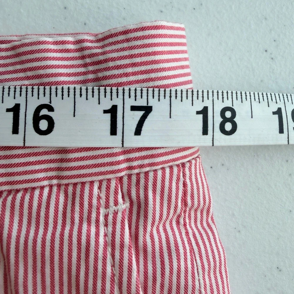 Peter Millar Seersucker Shorts Size 35 Pink/Red White Striped Flat Front Mens